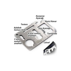 9 Fonksiyonlu Acil Durum Survival Kiti | Kredi Kartı Boyutunda Paslanmaz Çelik Kamp Kartı