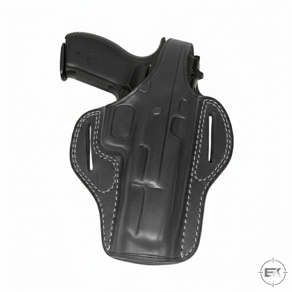 CZ Uyumlu Kilitli Tam Kelebek Dış Taşıma Siyah Deri Silah Kılıfı