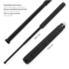 Açılır Teleskopik Police Jop – Acil Savunma İçin Kompakt Çelik (Siyah)