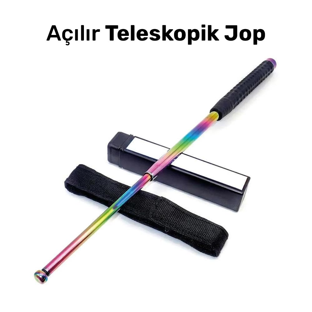 A Kalite Çelik Teleskopik Jop – Üstün Dayanıklılık ve Caydırıcılık (3 Renk Seçeneği) Gökkuşağı
