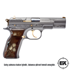 El Yapımı Özel İşlemeli Ceviz Ağacı Tabanca Kabzesi – Sarsılmaz Kılınç 2000 ve P8 Serisi Uyumlu