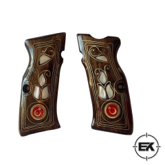 El Yapımı Özel İşlemeli Ceviz Ağacı Tabanca Kabzesi Model 2 – Sarsılmaz Kılınç 2000 ve P8 Serisi Uyumlu