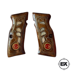 El Yapımı Özel İşlemeli Ceviz Ağacı Tabanca Kabzesi Model 3 – Sarsılmaz Kılınç 2000 ve P8 Serisi Uyumlu