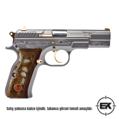 El Yapımı Özel İşlemeli Ceviz Ağacı Tabanca Kabzesi Model 3 – Sarsılmaz Kılınç 2000 ve P8 Serisi Uyumlu