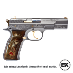 El Yapımı Özel İşlemeli Ceviz Ağacı Tabanca Kabzesi Model 5 – Sarsılmaz Kılınç 2000 ve P8 Serisi Uyumlu