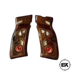 El Yapımı Özel İşlemeli Ceviz Ağacı Tabanca Kabzesi Model 6 – Sarsılmaz Kılınç 2000 ve P8 Serisi Uyumlu