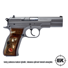 El Yapımı Özel İşlemeli Ceviz Ağacı Tabanca Kabzesi Model 6 – Sarsılmaz Kılınç 2000 ve P8 Serisi Uyumlu