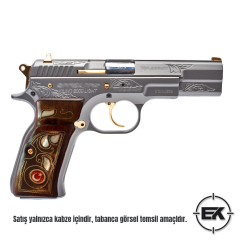 El Yapımı Özel İşlemeli Ceviz Ağacı Tabanca Kabzesi Model 6 – Sarsılmaz Kılınç 2000 ve P8 Serisi Uyumlu