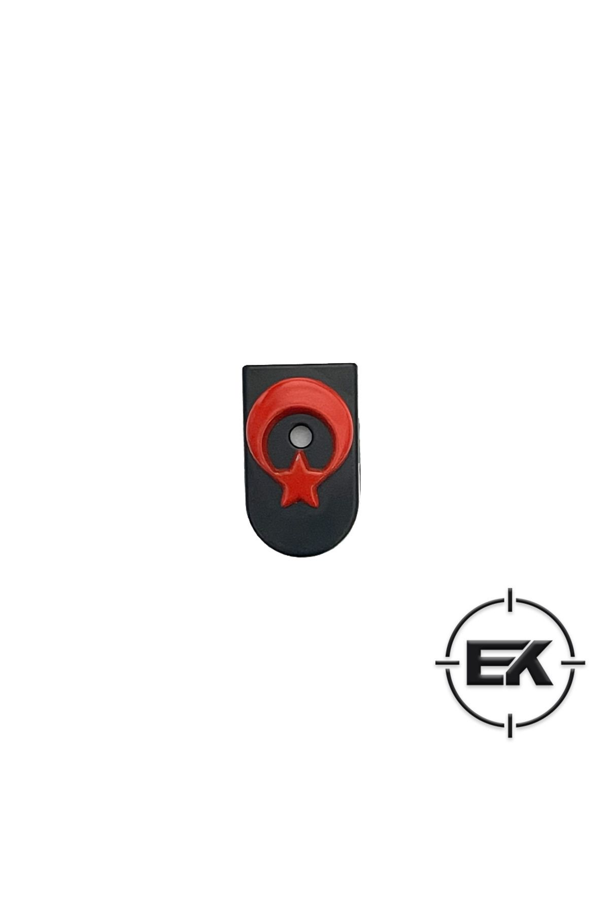 Siyah-Kırmızı Şarjör Altı Metal Bayraklı Kapak - Sarsılmaz Kılınç 2000 Light Mega P8L-S