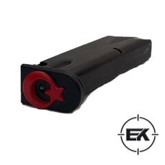 Siyah-Kırmızı Şarjör Altı Metal Bayraklı Kapak - Sarsılmaz Kılınç 2000 Light Mega P8L-S