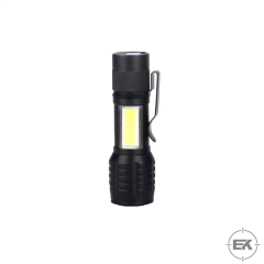 Profesyonel Taktik LED El Feneri 2000 Lümen | Şarjlı, Odak Ayarlı (Zoom), Klipsli