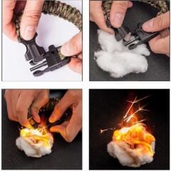 5'i 1 Arada Survival Kamp Bilekliği | Pusulalı, Düdüklü, Çakmak Taşlı Paracord Bileklik